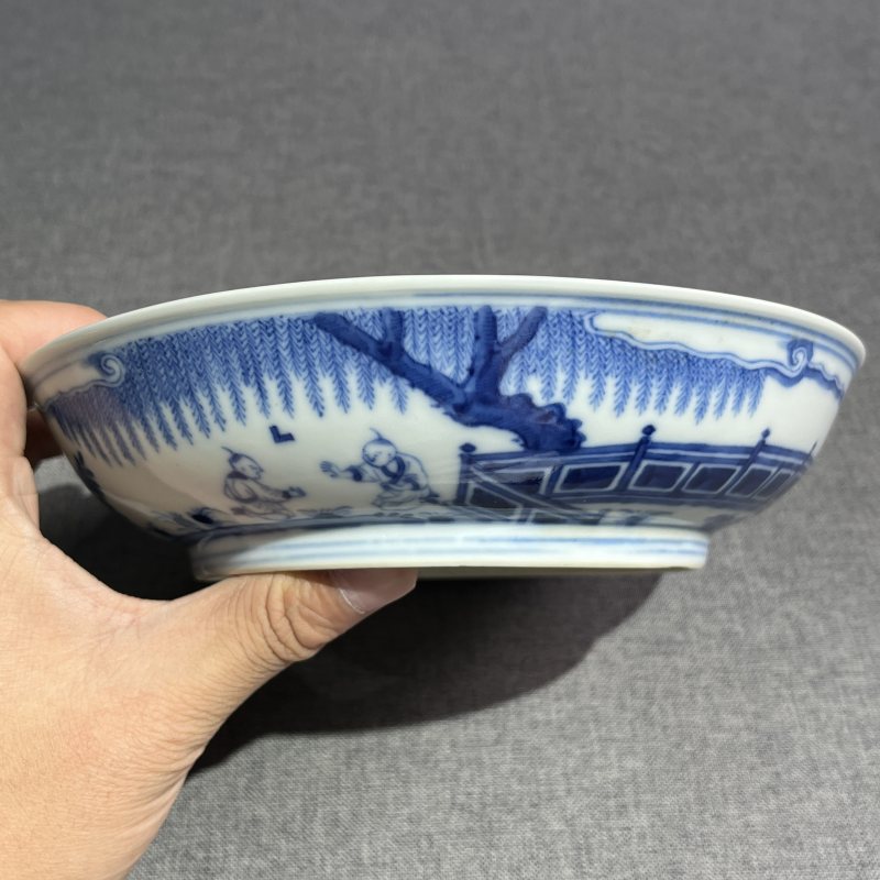 清道光庭院婴戏纹盘 - 图8