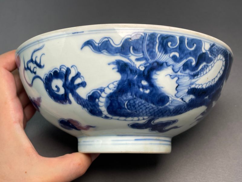 清雍正 青花海马纹大碗 - 图9