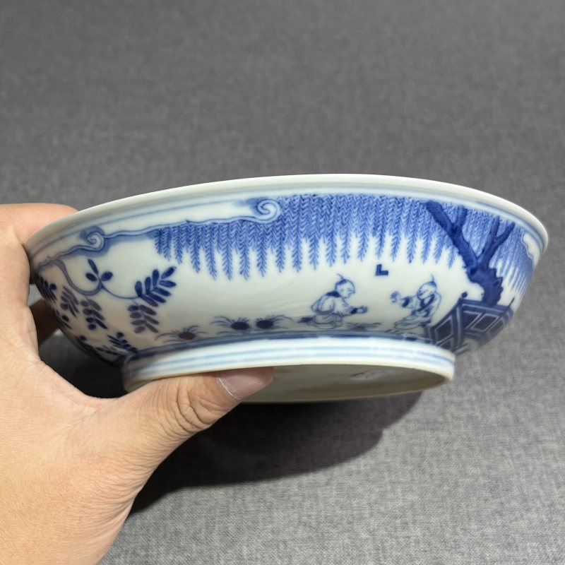 清道光庭院婴戏纹盘 - 图9