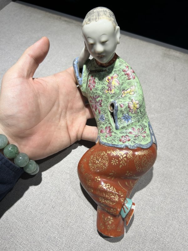 清 青花及粉彩瓷塑一组 - 图8