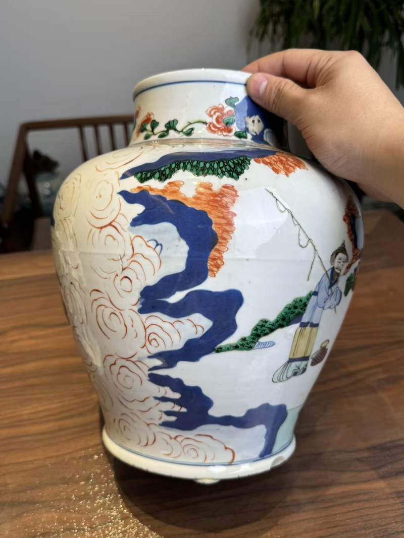 清晚期 五彩庭院雅集人物罐 - 图9