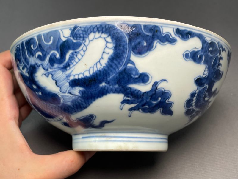 清雍正 青花海马纹大碗 - 图10
