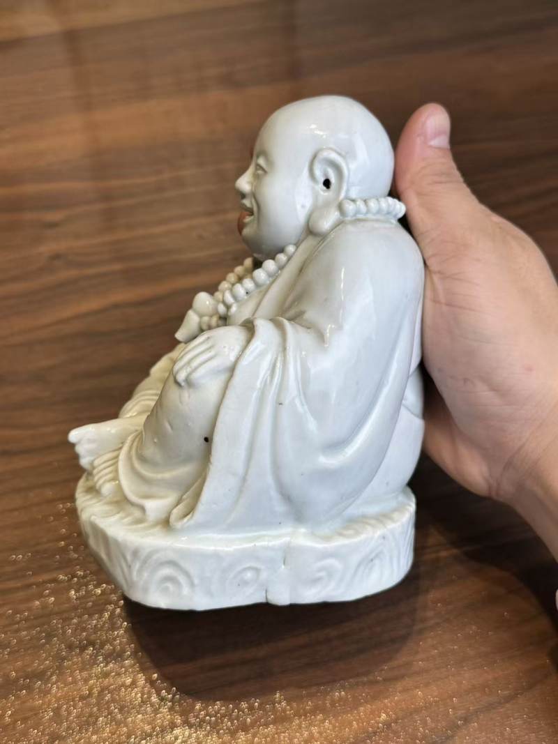 清晚期 白釉弥勒佛 - 图4