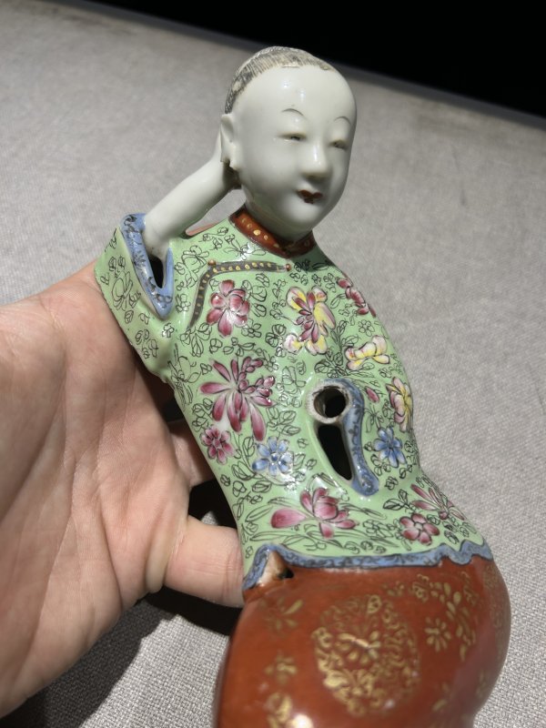 清 青花及粉彩瓷塑一组 - 图9