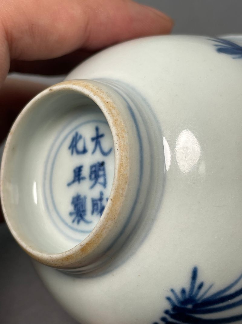 清康熙 青花虫草纹杯 - 图12