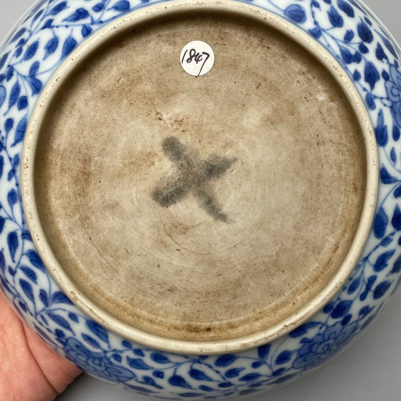清雍正 青花一束莲纹盘 - 图8
