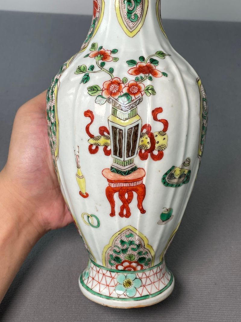 清晚期 五彩花鸟洗口瓶 - 图10