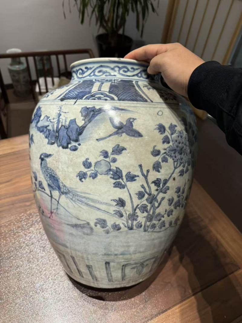 明万历 青花花鸟大罐 - 图4