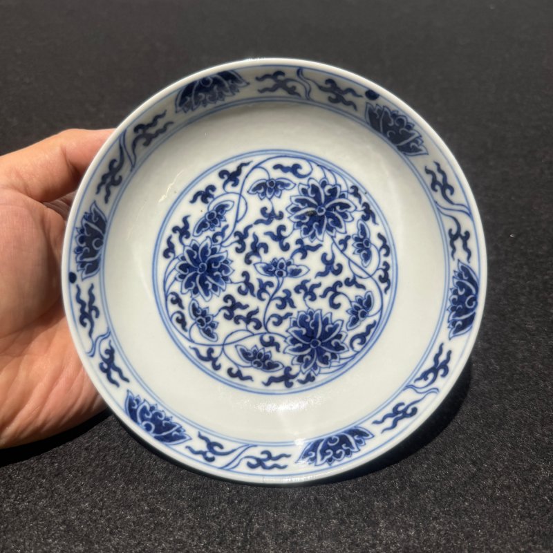 清光绪 青花缠枝花卉纹盘 - 图2