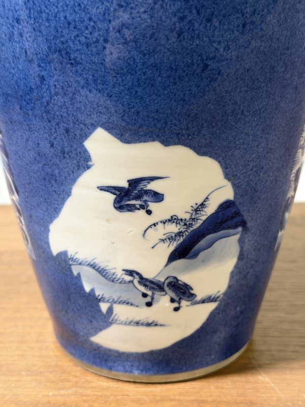 清康熙 洒蓝釉开光青花釉里红麒麟纹瓶（一对） - 图23