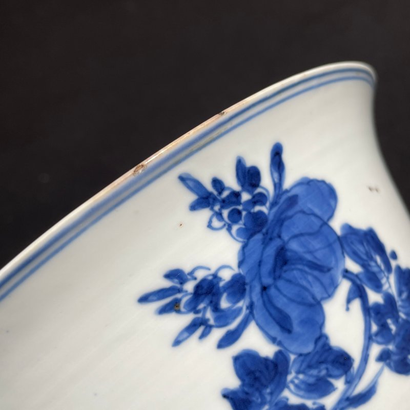 清康熙 青花锦鸡牧丹图碗 - 图9