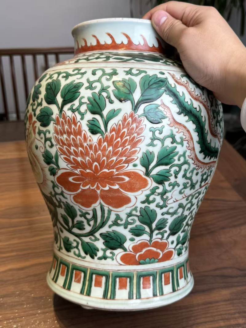 清康熙 五彩凤穿花卉罐 - 图4