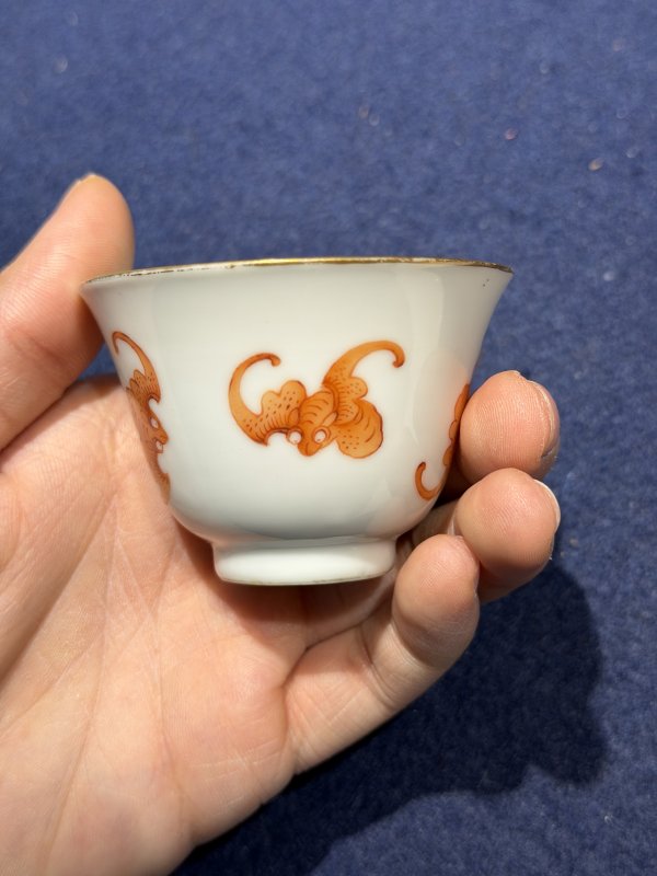 清同治 矾红外云蝠内行酒令酒盅（一套十只） - 图55