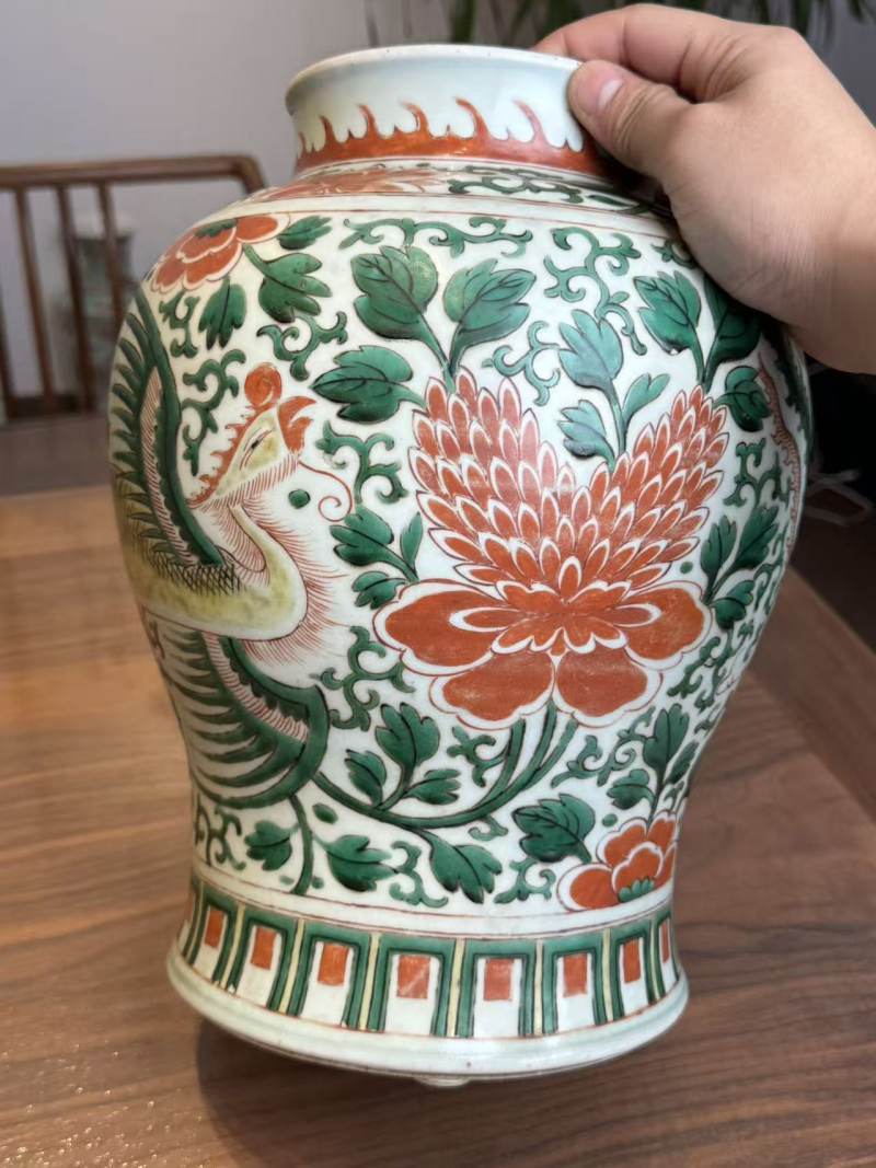 清康熙 五彩凤穿花卉罐 - 图5
