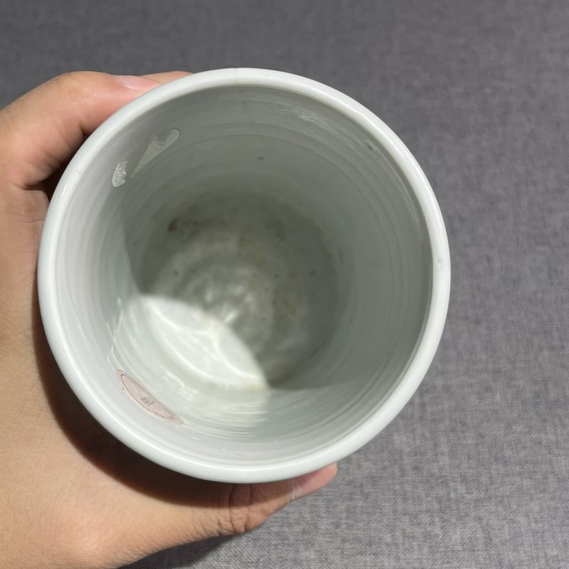 清康熙青花山水人物图诗文笔筒 - 图7