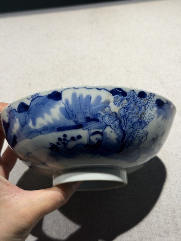 清代 青花人物故事及缠枝花卉纹碗一组六件 - 图9