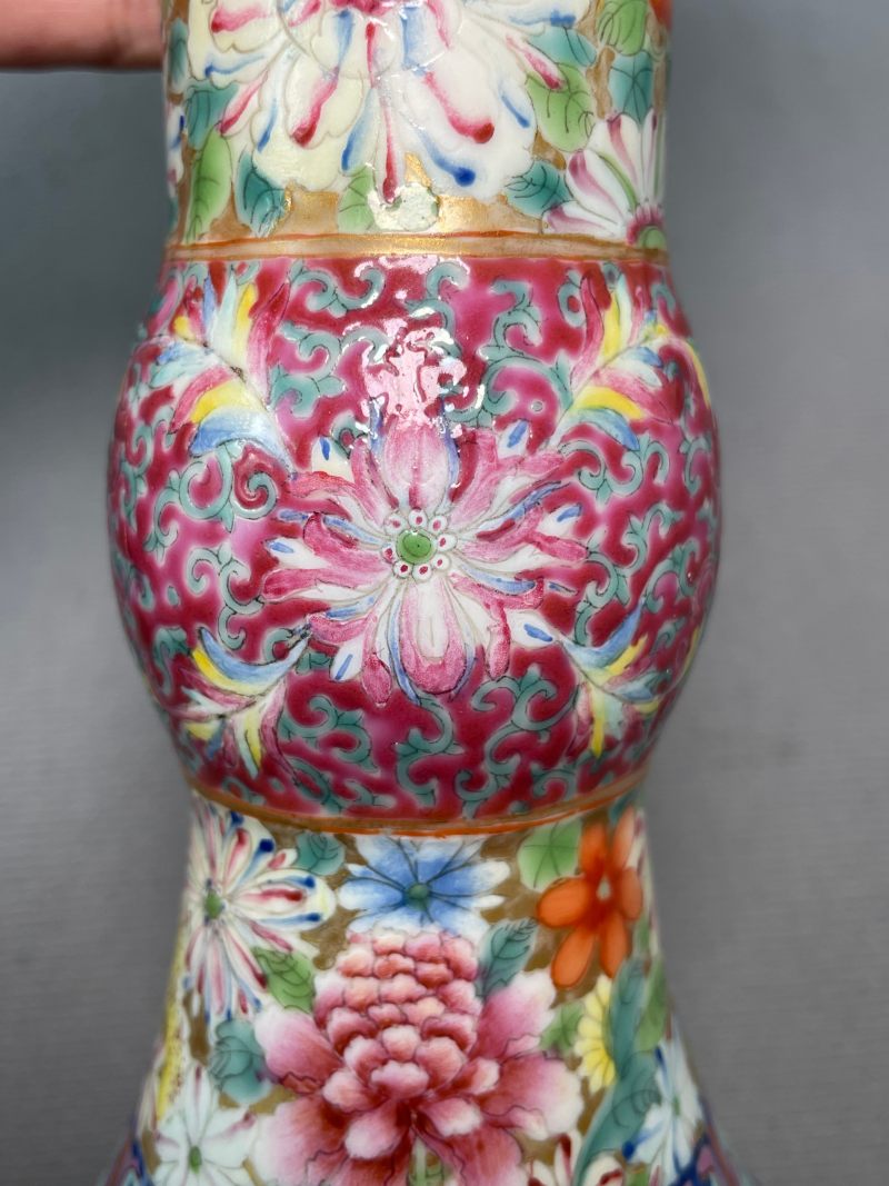清晚期  百花不落地花觚 - 图14