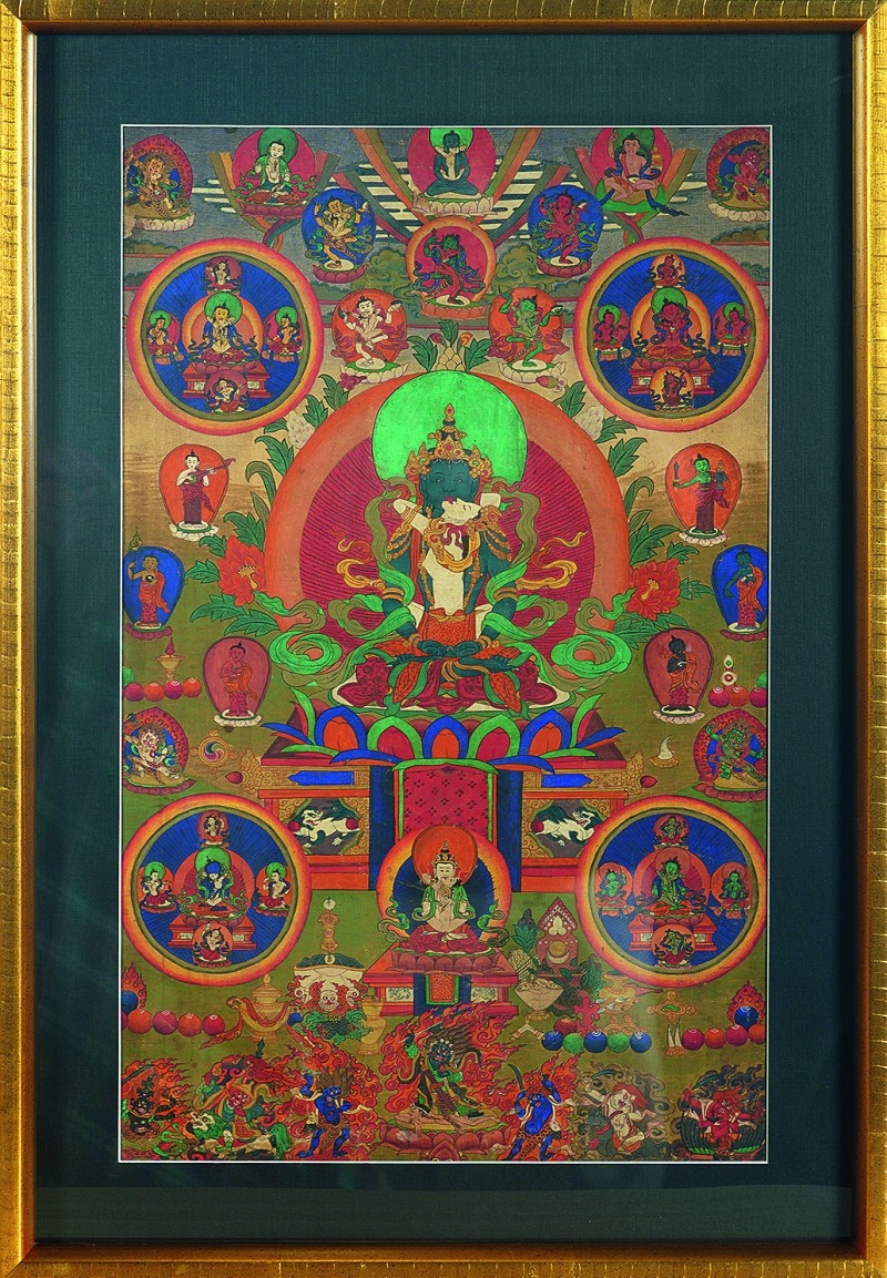 清晚期 清中晚期 藏传 双身金刚总持（多杰羌）唐卡，噶举派主尊 - 图1