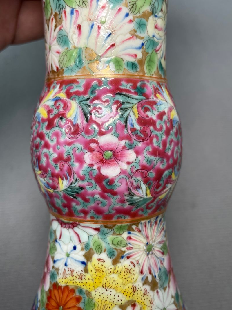 清晚期  百花不落地花觚 - 图15