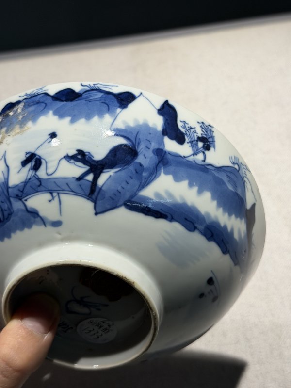 清代 青花人物故事及缠枝花卉纹碗一组六件 - 图17