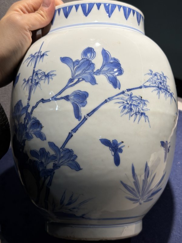 明崇祯 青花花鸟纹大莲子罐 - 图18
