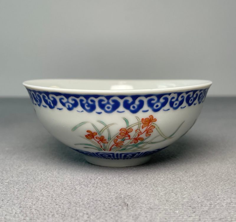 民国 料彩花卉纹茶圆 - 图2