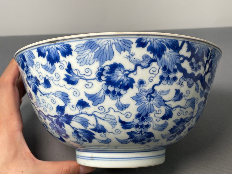 清康熙 青花松鼠葡萄纹碗 - 图7