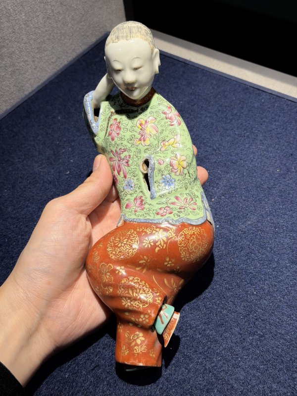 清 青花及粉彩瓷塑一组 - 图15