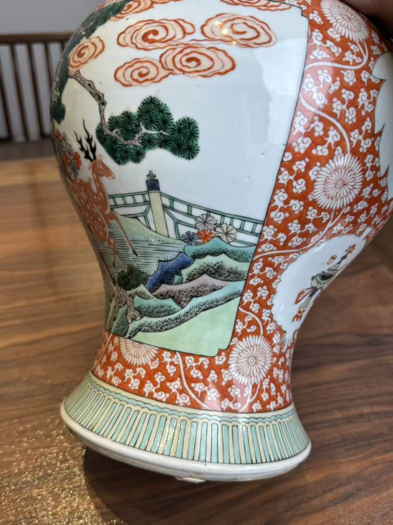 清晚期 五彩松鹿图将军罐 - 图8