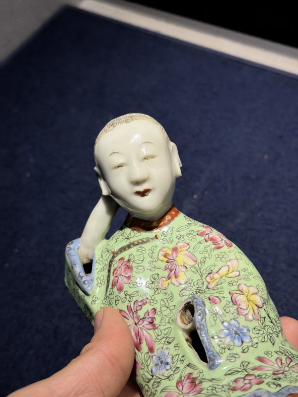清 青花及粉彩瓷塑一组 - 图16