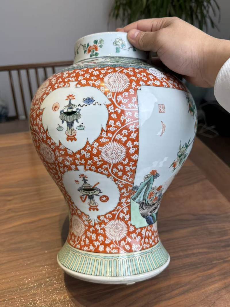 清晚期 五彩松鹿图将军罐 - 图9