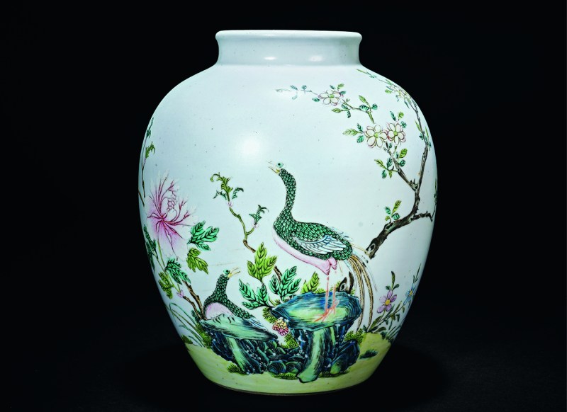 清乾隆 粉彩花鸟太白尊 - 图1