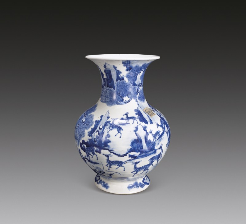 青花松鹿图尊