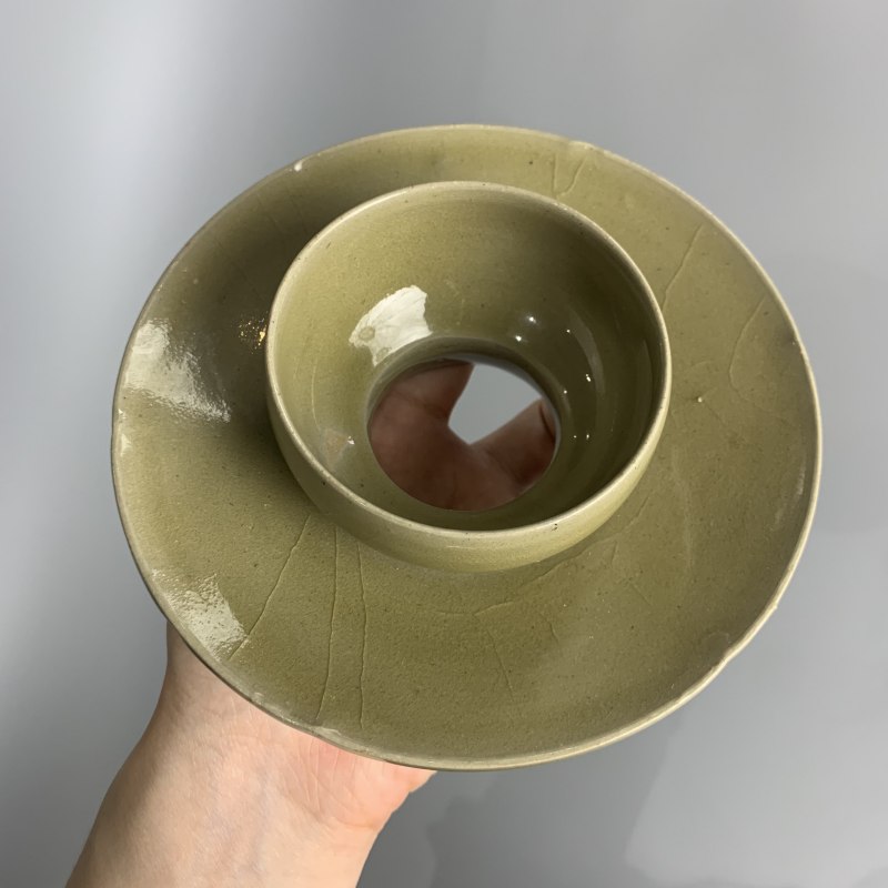 明代 高丽青黄釉盏托 - 图10