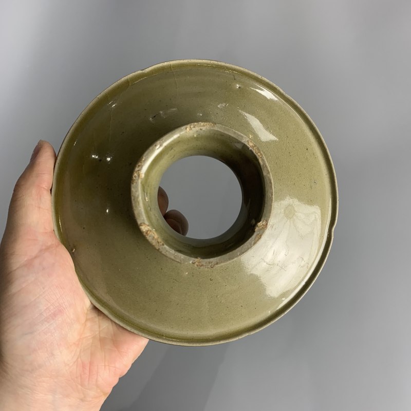 明代 高丽青黄釉盏托 - 图11