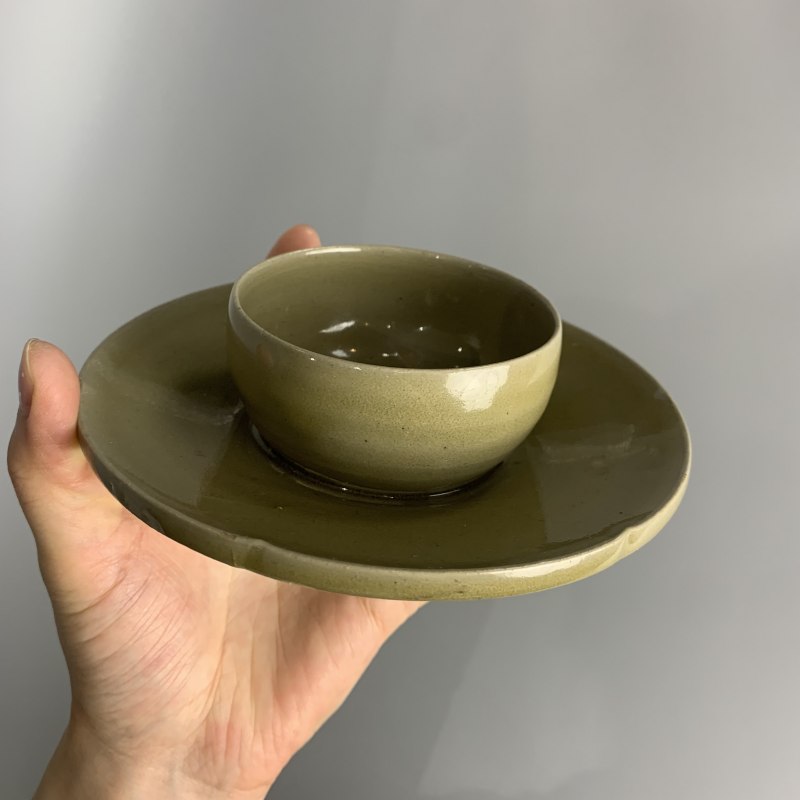 明代 高丽青黄釉盏托 - 图13