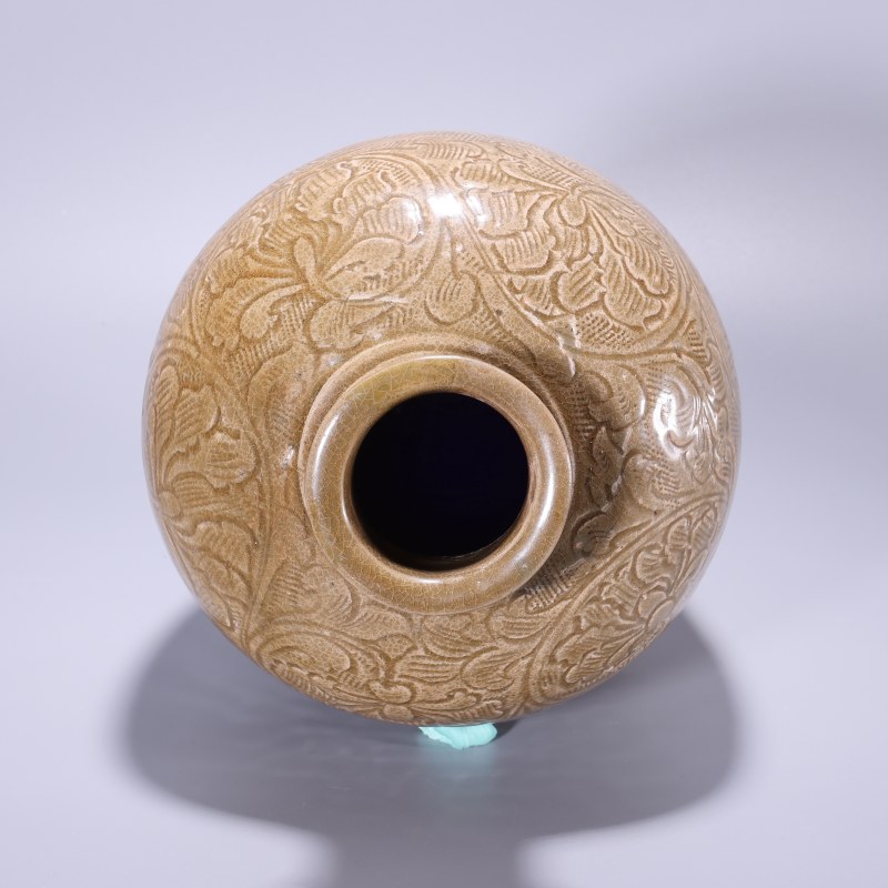 明代 青黄釉刻鸾凤和鸣梅瓶 - 图2