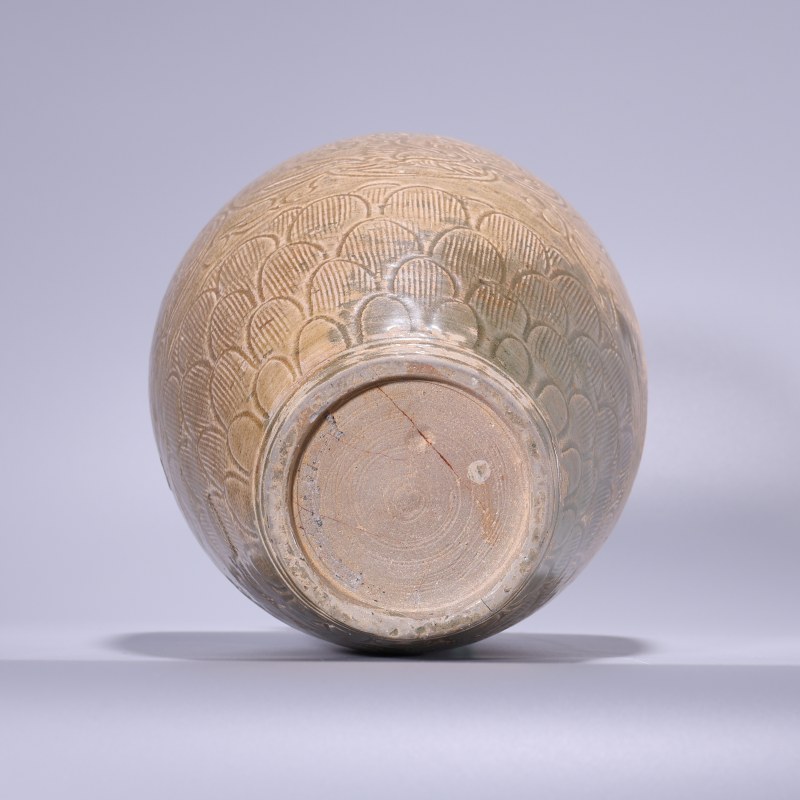 明代 青黄釉刻鸾凤和鸣梅瓶 - 图3