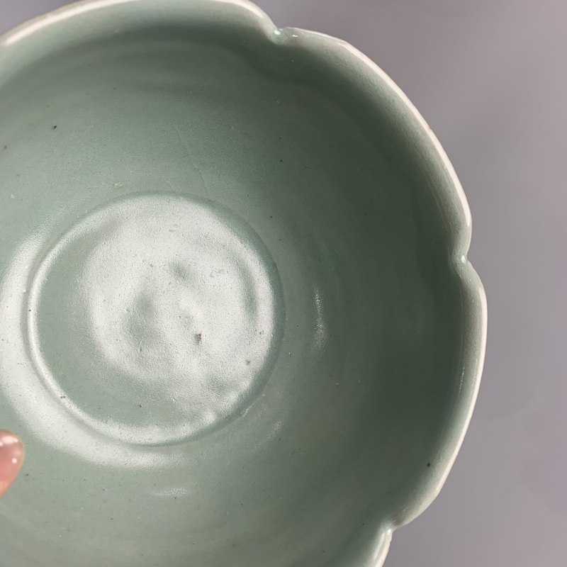 明代 天青釉花口钵碗 - 图6