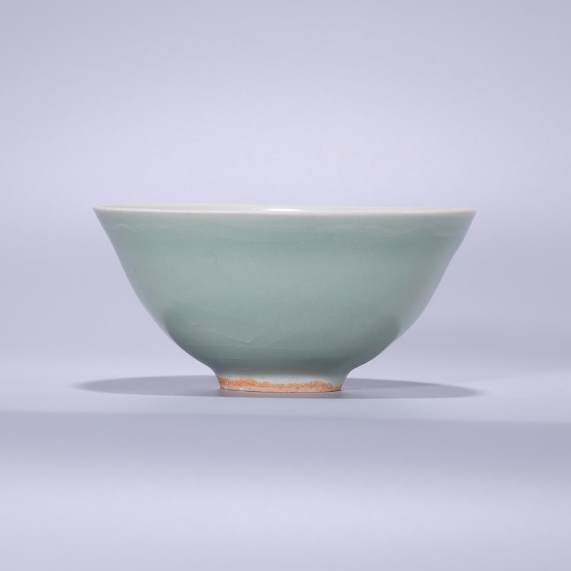 明代 龙泉窑青釉深腹刻花盏 - 图3