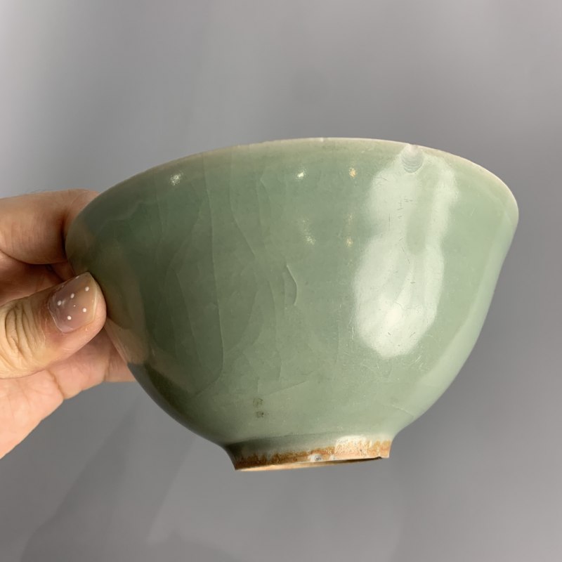 明代 龙泉窑青釉深腹刻花盏 - 图8