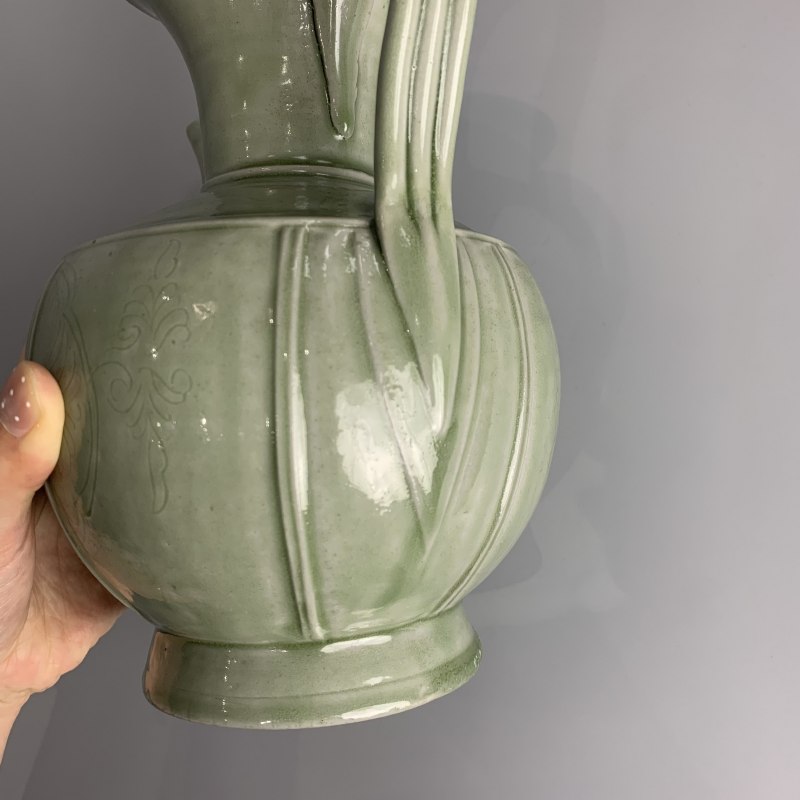 明代 青釉刻花执壶 - 图7