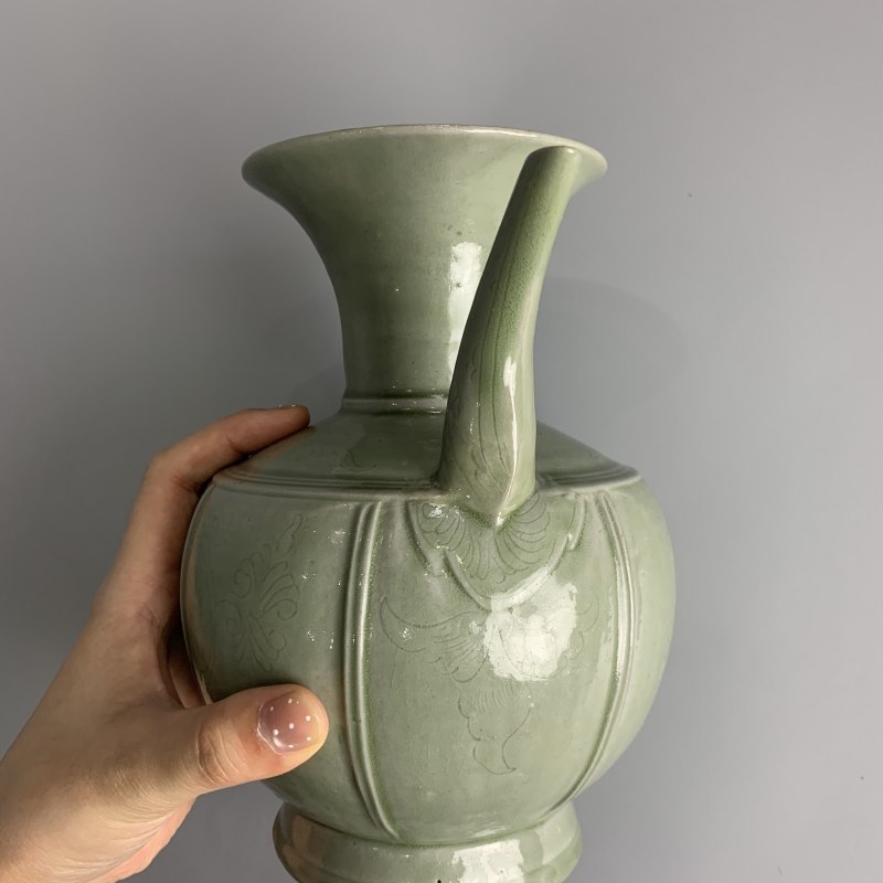 明代 青釉刻花执壶 - 图14