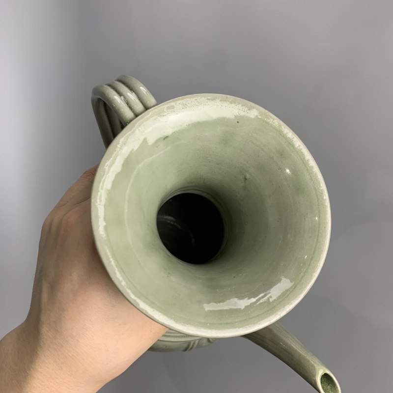 明代 青釉刻花执壶 - 图8