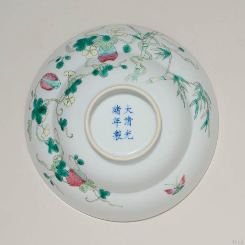 清光绪 粉彩癞瓜纹折腰碗 - 图5