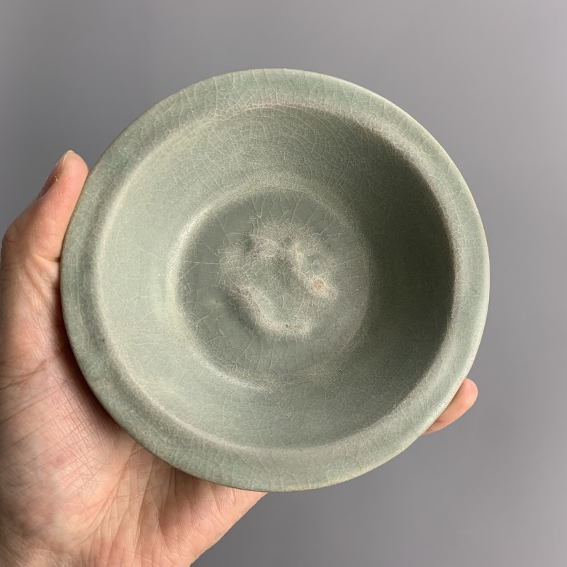 明代 龙泉窑粉青釉双鱼洗 - 图4