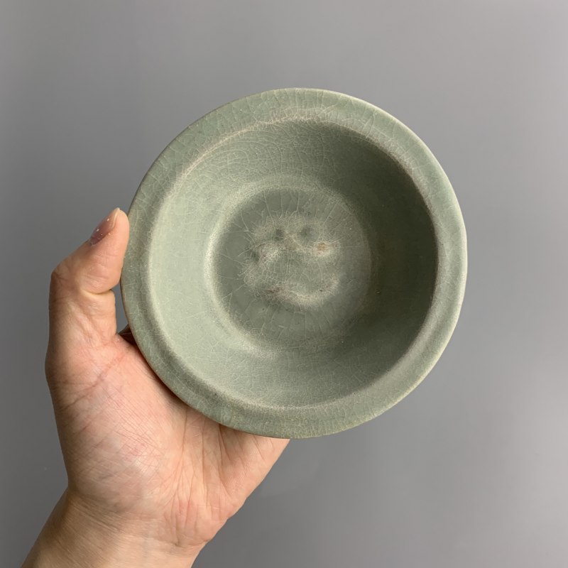 明代 龙泉窑粉青釉双鱼洗 - 图6