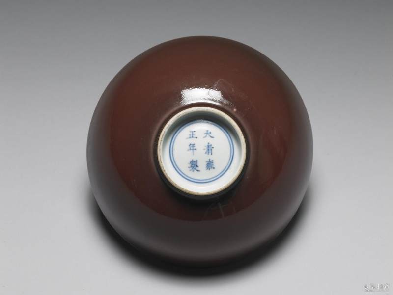 清雍正 霁红釉碗 - 图6
