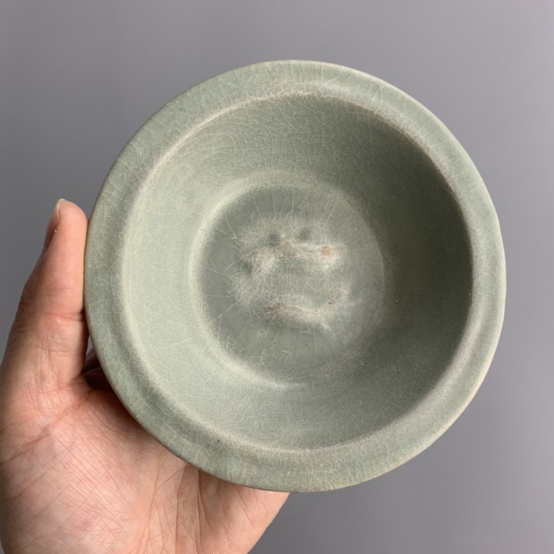 明代 龙泉窑粉青釉双鱼洗 - 图8