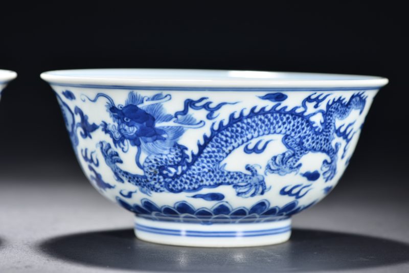 清 青花福寿龙纹碗（2件） - 图8
